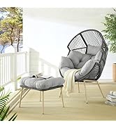 Amazon.com: Belord Wicker Egg Chair with Ottoman - 350lbs